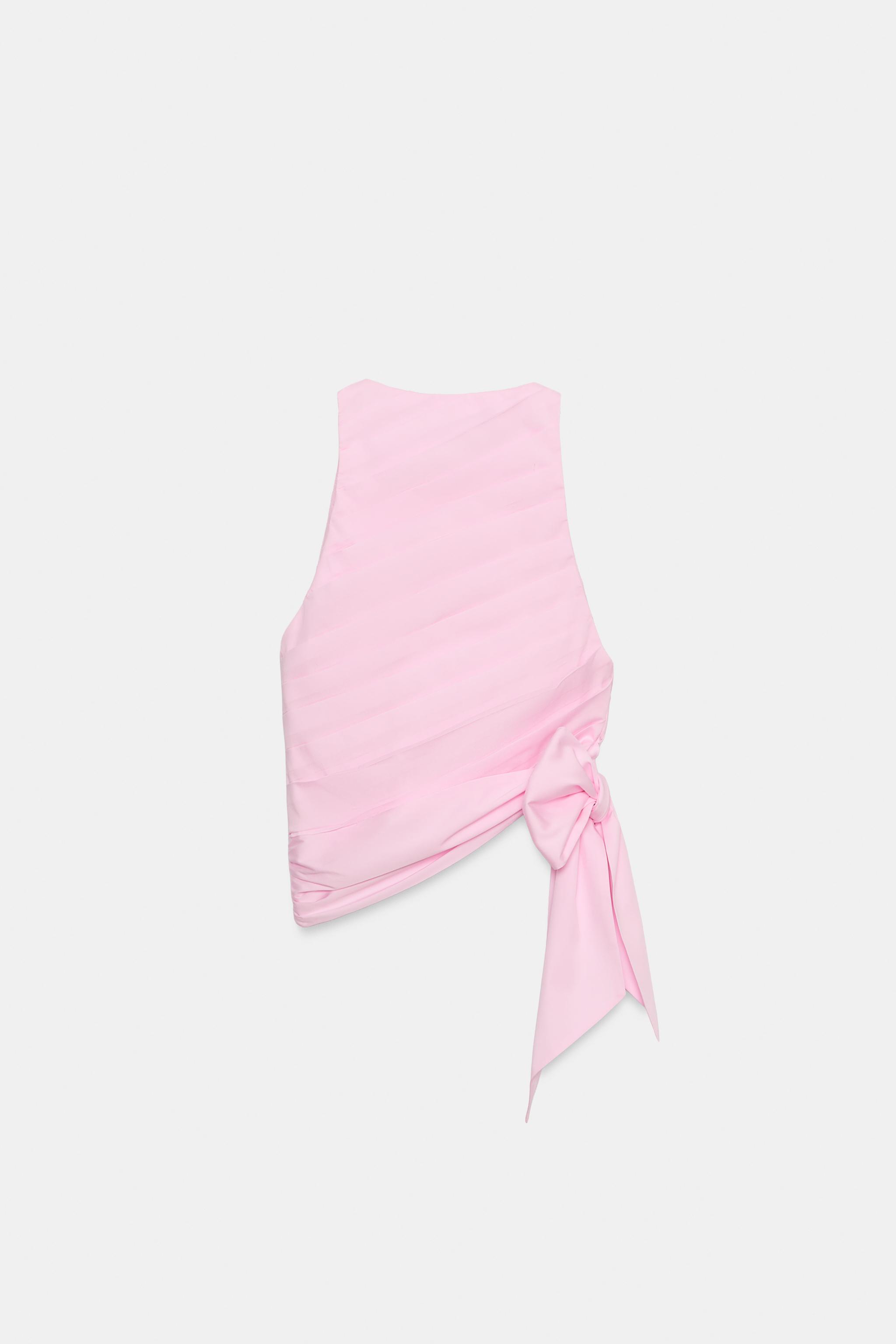 TOP HALTER POPELINE PLIS NŒUD